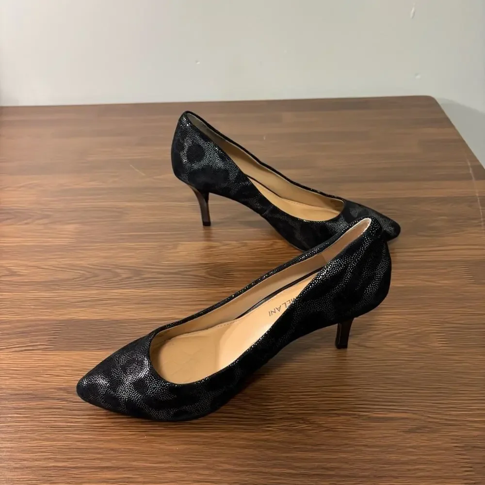 Antonio‎ Melani Black Metallic Leopard Print Pointed Toe Pumps 6M